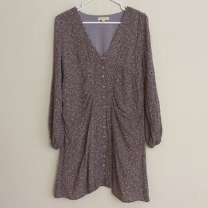 Promesa Prairie Dress Floral Grey Long Sleeve Boho - Size S